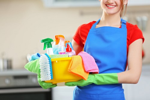 Carpet cleaning team carrying out a safe workplace inspection