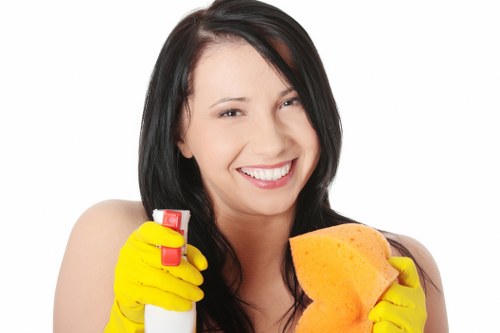 Carpet cleaning company following safe practices at a job site