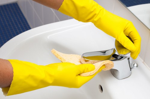 Commercial carpet deep cleaning equipment in use